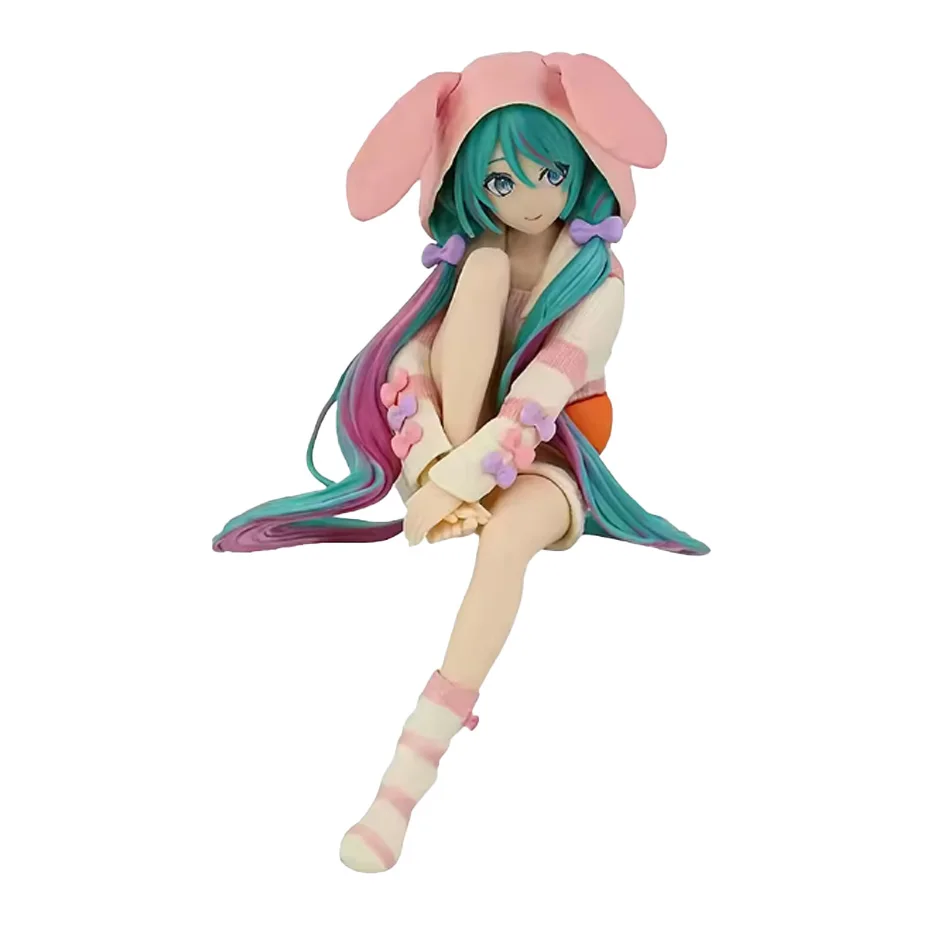 New 14CM Anime HATSUNE MIKU Figure Noodle Stopper Figure Rabbit Ear Pajamas Model Toy Doll Aciton Figure Collection Gift PVC