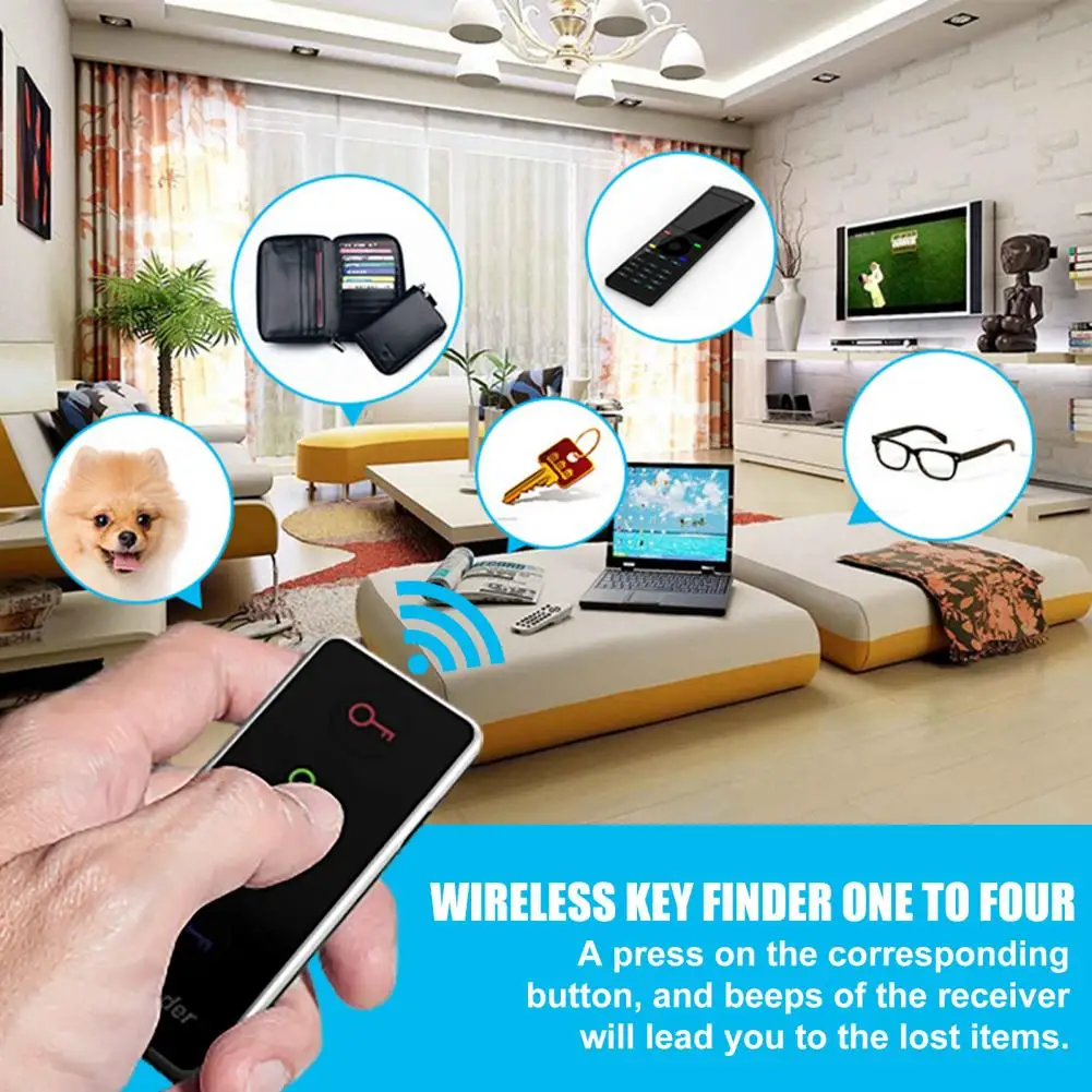 Tracking Device Anti-Lost Alarm Portable Wireless 80dB 30m Distance 499.82MHz One Click Search ABS Four Colors Key Finder