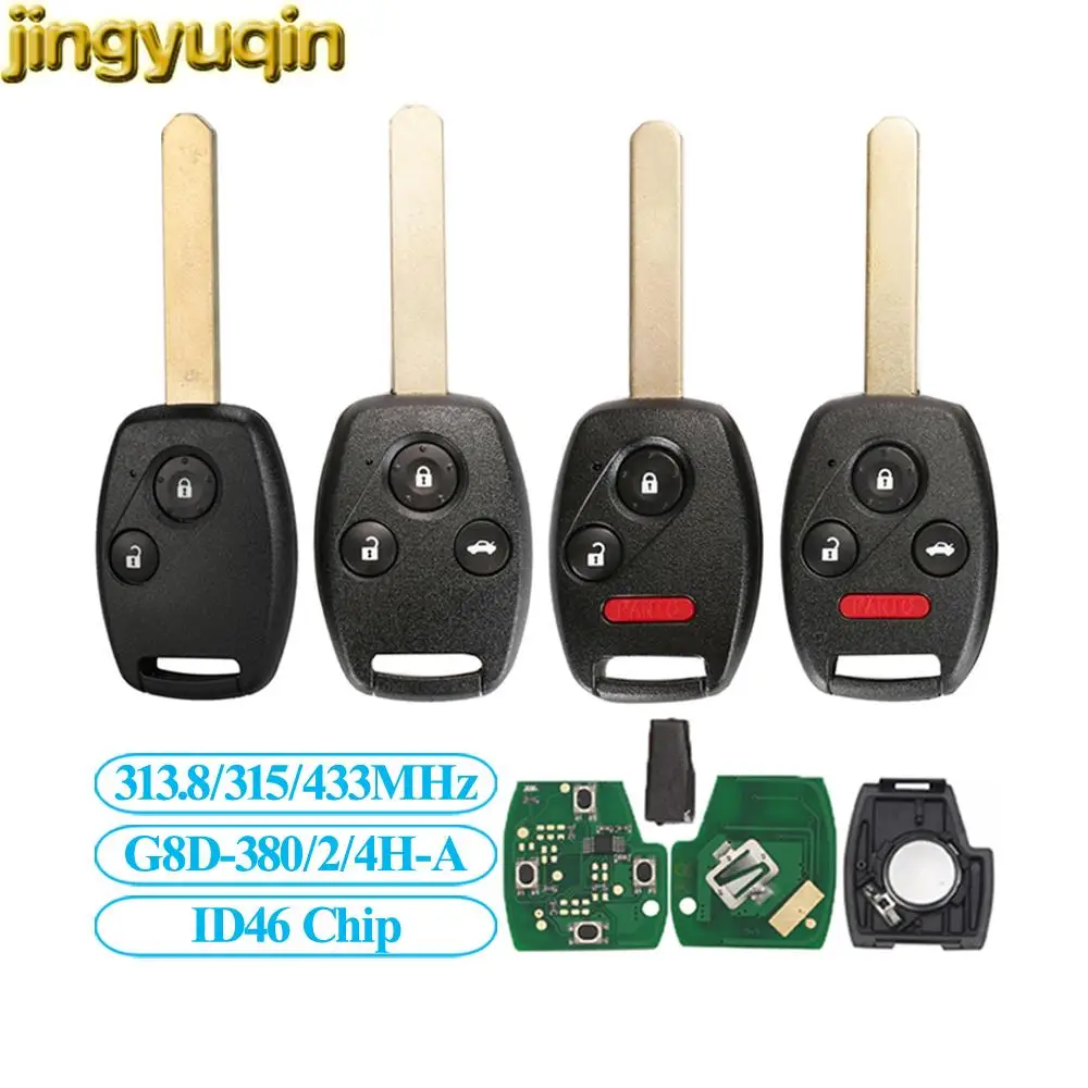 Jingyuqin 313.8/315/433.9MHZ ID46 Remote Control Car Key For Honda Accord 2003 CR-V HR-V Civic Sedan 2008 Insight 2009 Element