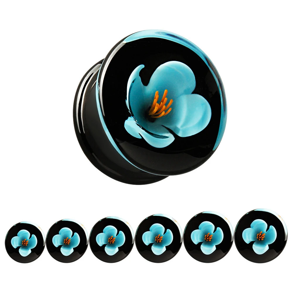 OIMG 6pcs/lot Glass Ear Gauges Plugs Ear Expander Weights Flesh Tunnels Piercing Body Jewelry