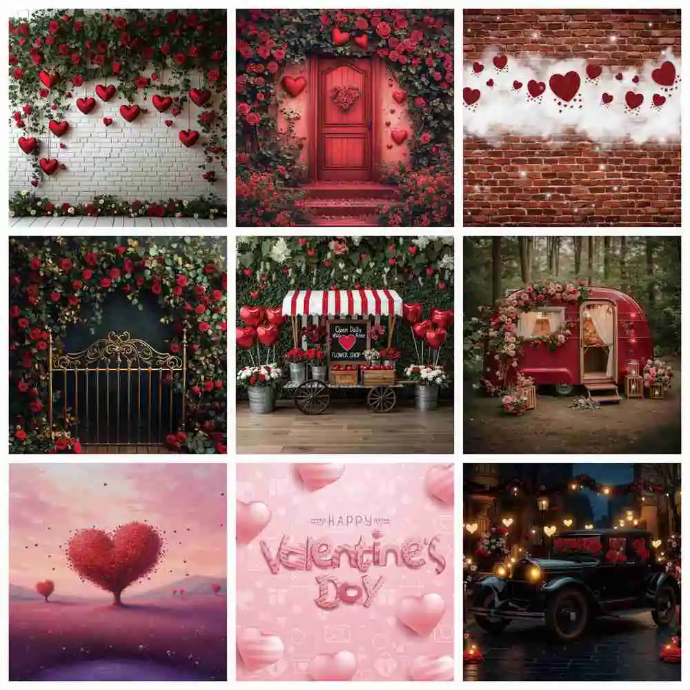 MOON.QG عيد الحب 14 فبراير صورة خلفية القلب شنقا الزهور خزانة خلفية فتاة التقطت الصور التصوير الفوتوغرافي صورة الجدار #1