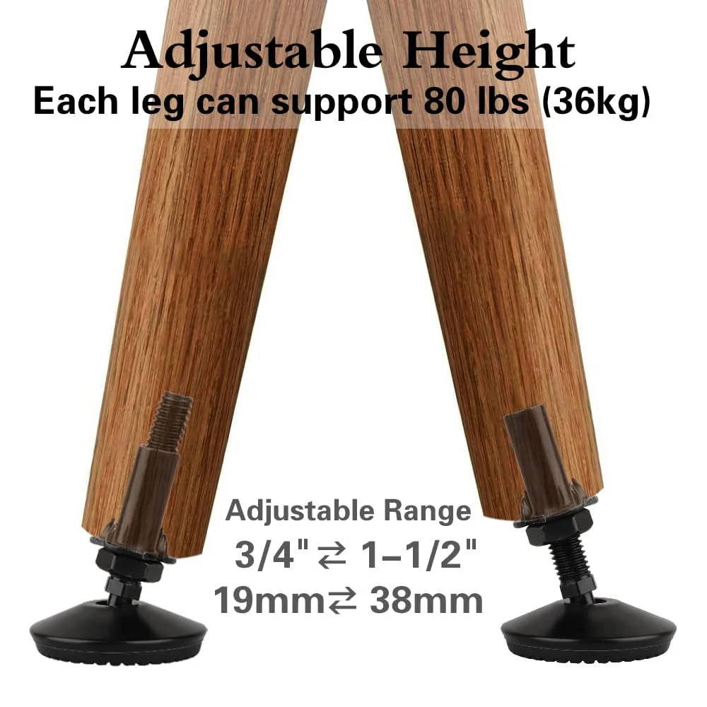 Swivel Adjustable Leveling Feet, Heavy Duty Furniture Leveler Foot with T Nut, Screw in Cabinet Table Chair Self Levelers Leg