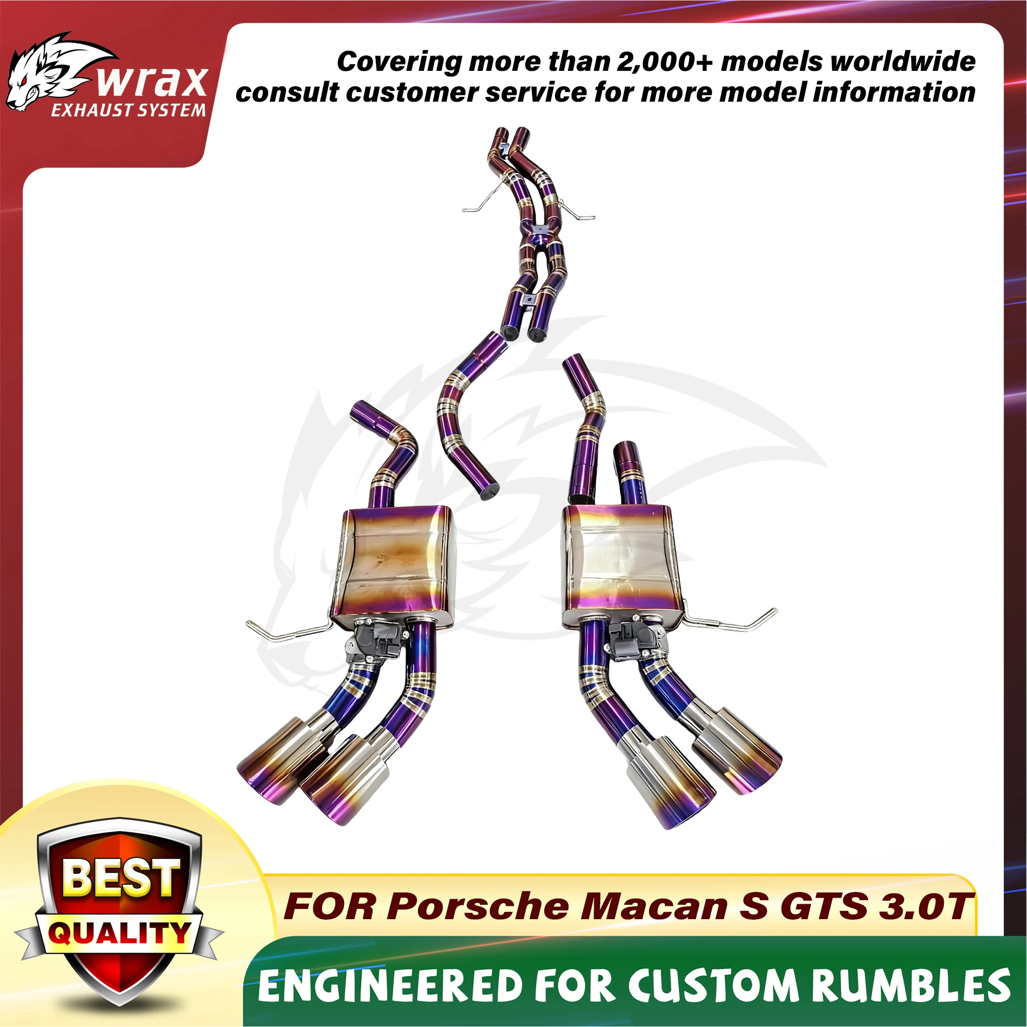 

WRAX Aggressive Sound Titanium Valve Catback for Porsche Macan S GTS 3.0T X-tube design Boost Vehicle Performance