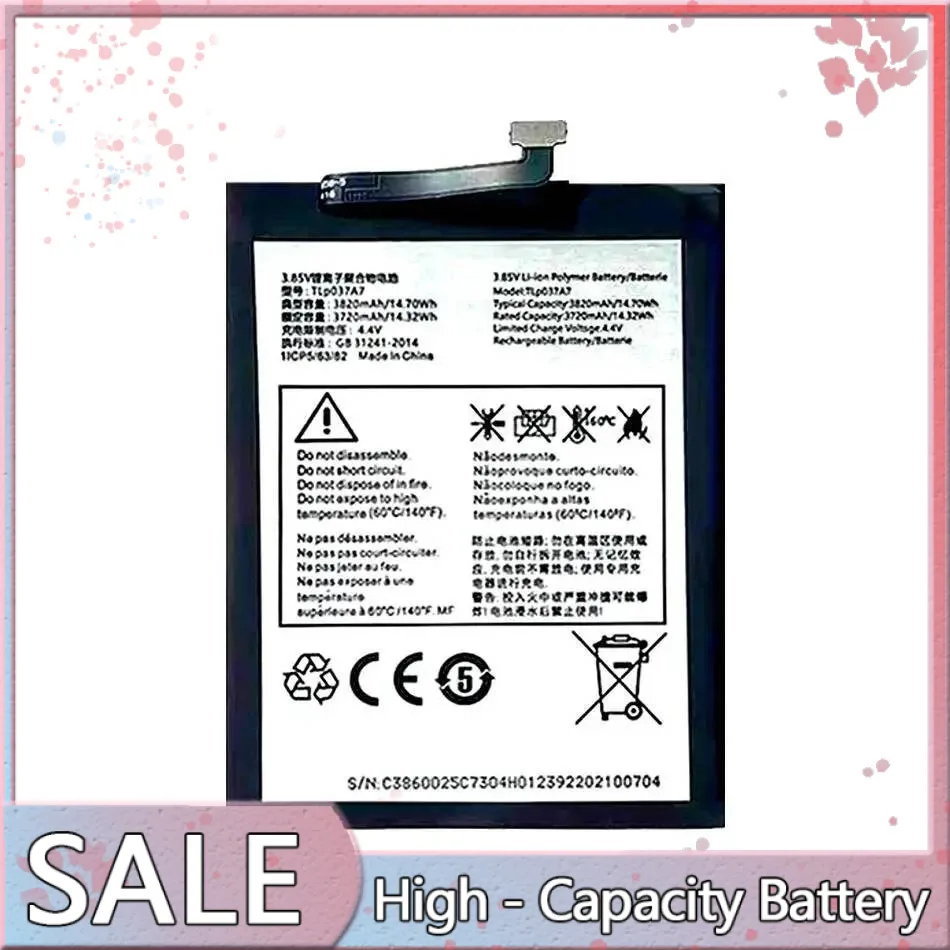 

3820Mah High Performance Mobile Phone Battery Environmentally Friendly Tlp037a7 For Alcatel Plex T780H Tcl 10L