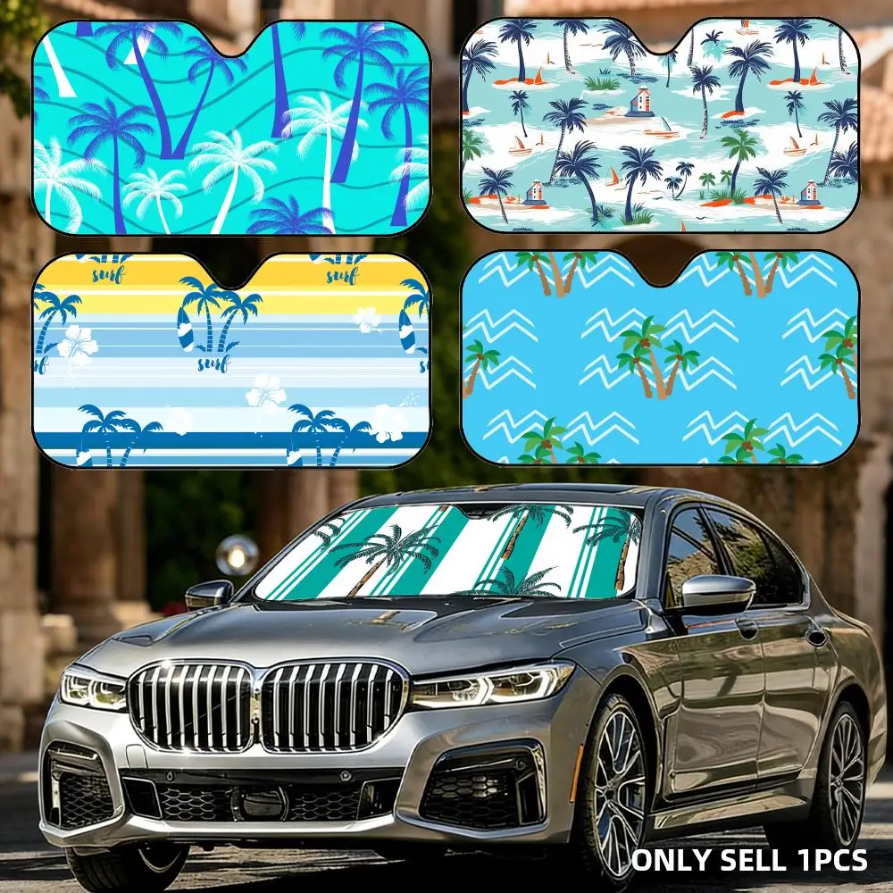 

Plam Trees Flowers Sun Visor Car Windshield Sun Shade Front Window Sunshade UV Block Heat Insulation Cover Parasol