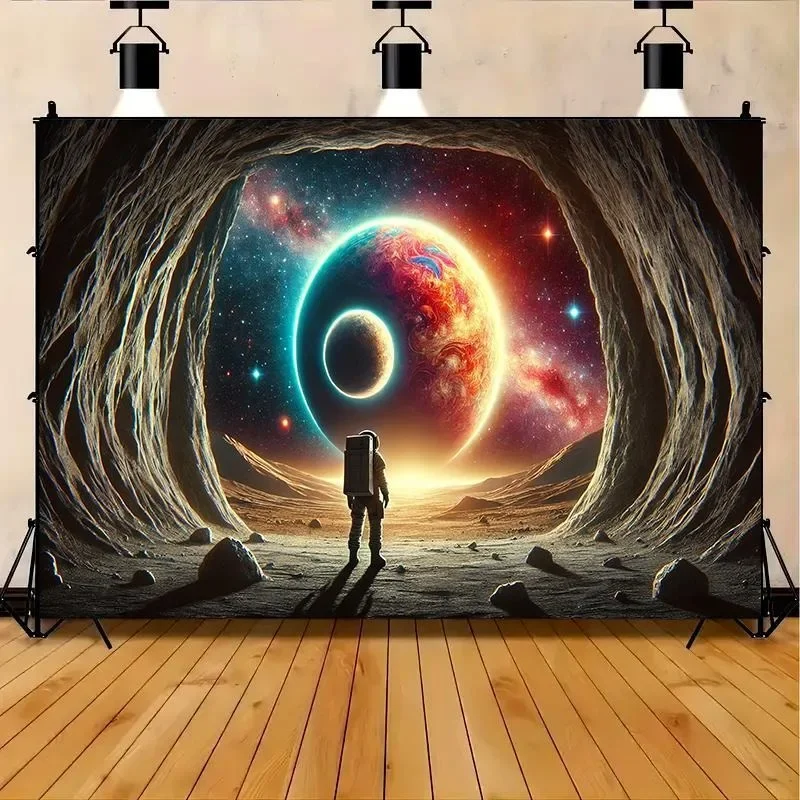 Tapiz de vista cósmica del astronauta: explorar las estrellas, tela de fondo para decoración de pared, decoración del hogar para dormitorio