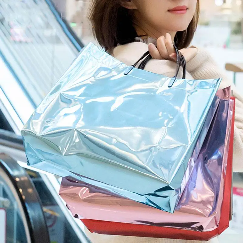 New Laser Waterproof Shopping Bag Reusable Foldable Grocery Bag Eco-Friendly Tote Bag holographic Shopper Bags for Women