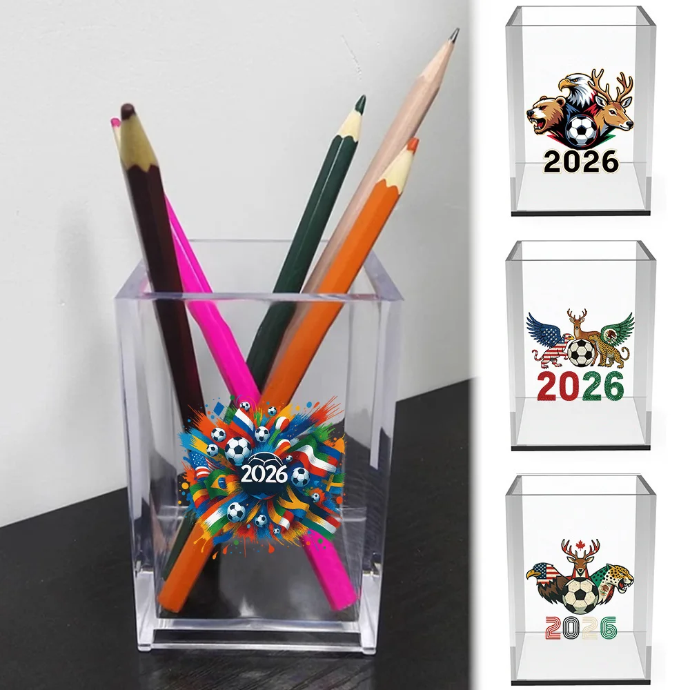 

Transparent Acrylic Pencil Holder Multi-Purpose Desktop Storage Box Durable Clear Pen Organizer For Office World 2026 Pattern