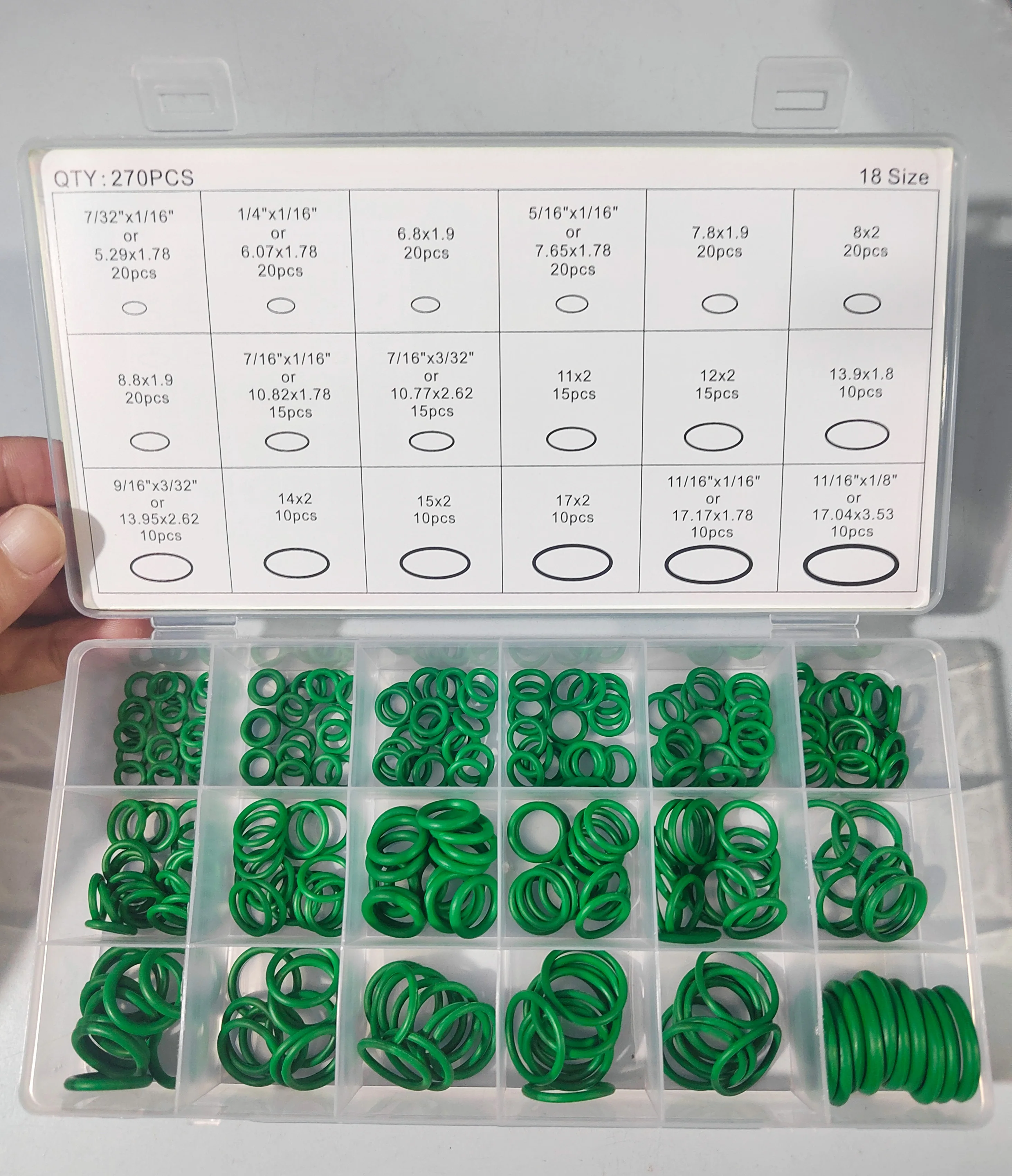 Schwarz 225 Stück/grün 270 Stück Gummi-O-Ring-Dichtung Hochwertige Dichtung für Auto-Klimaanlage Universelles Unterlegscheiben-Sortiment – Detail 5