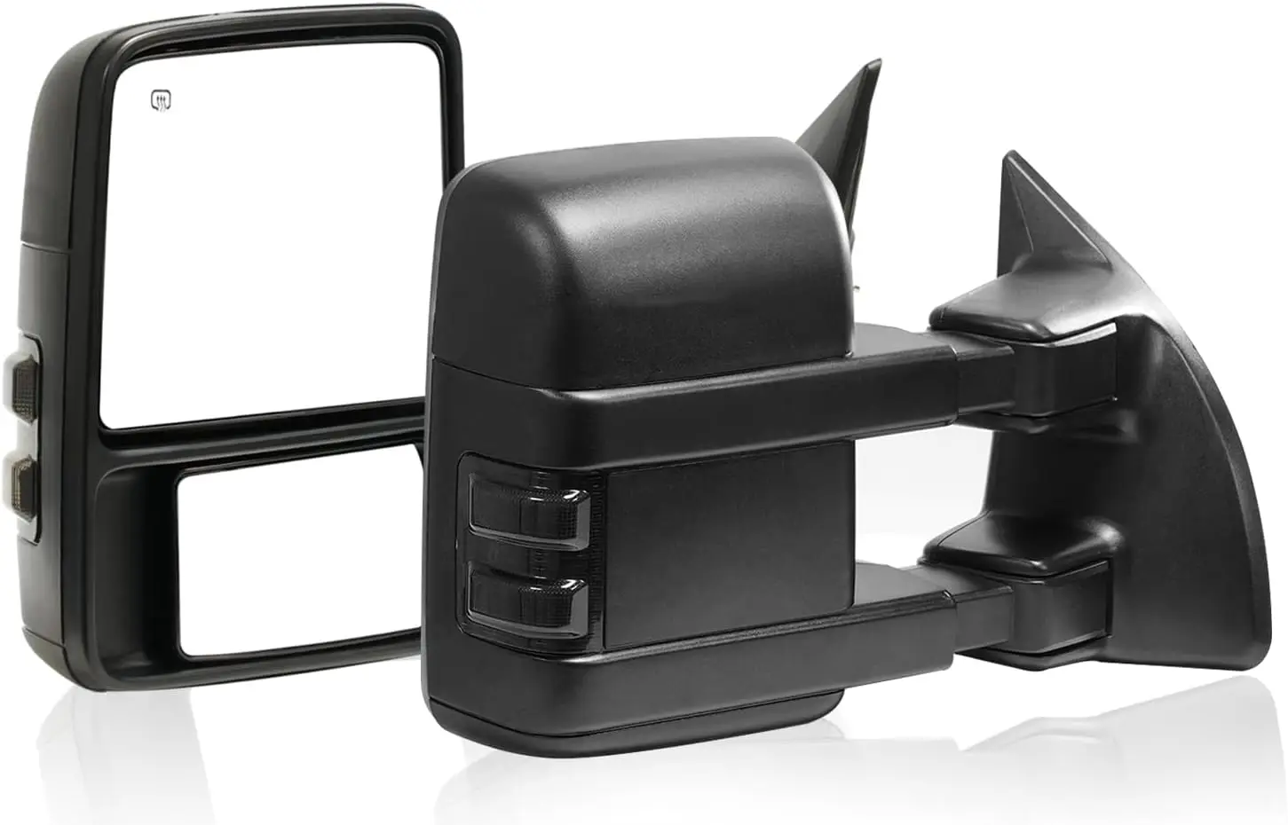 Towing Application for Super Duty Vehicles, Power Heated Material, Smoke Signal Light, Black Color, Left & Right Pair Set