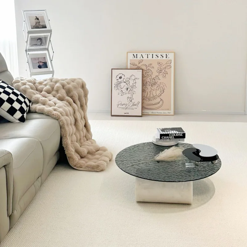 Coffee table, living room minimalist glass sintered stone table, modern coffee table, cream-style small apartment, new square co