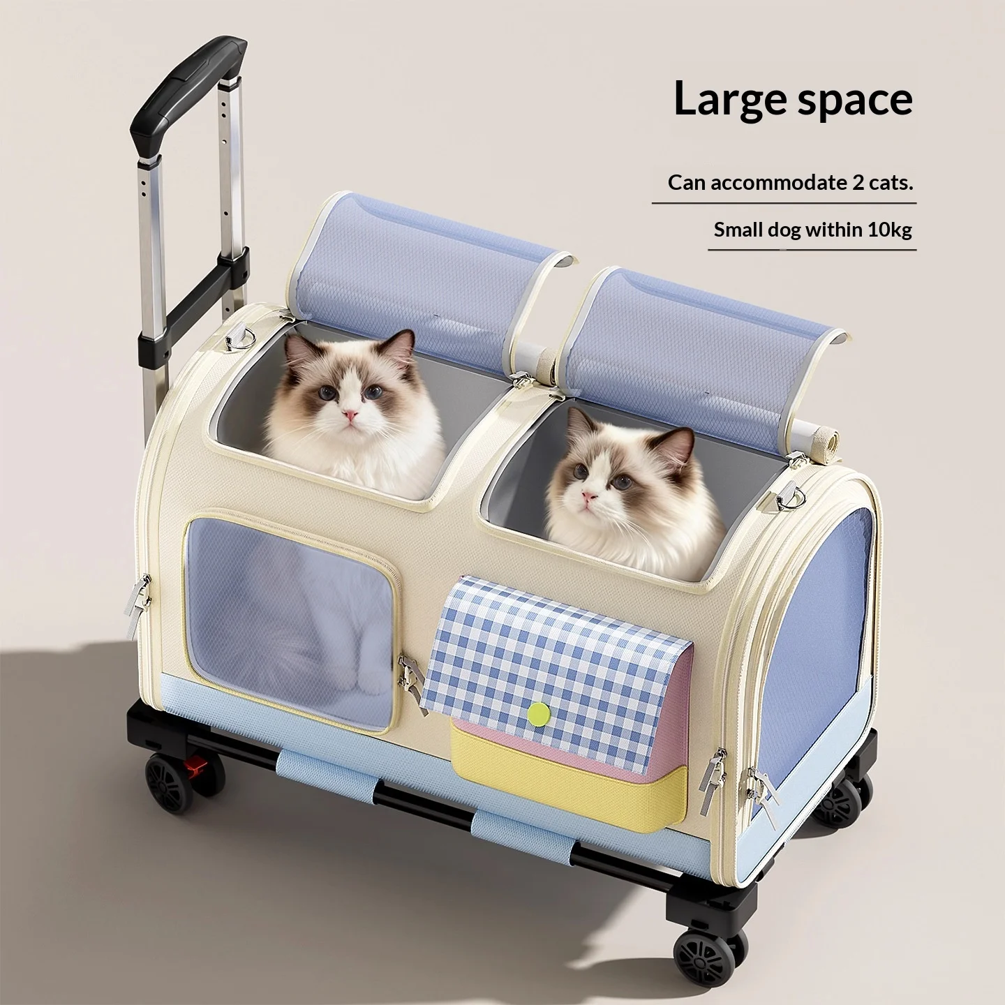Maleta transportadora para gatos con ruedas, mochila viaje y vibración - imagen 5