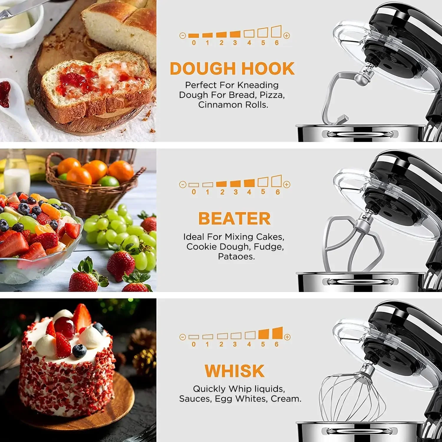 Multi Functional Kitchen Electric Home Spiral Bread Dough Mixer Stand Food Mixers For Bakery With Dough Hook