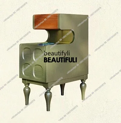 

ss8350 Solid wood bedside table Medium antique ash wood Small narrow side bedside table French style, crevice rack