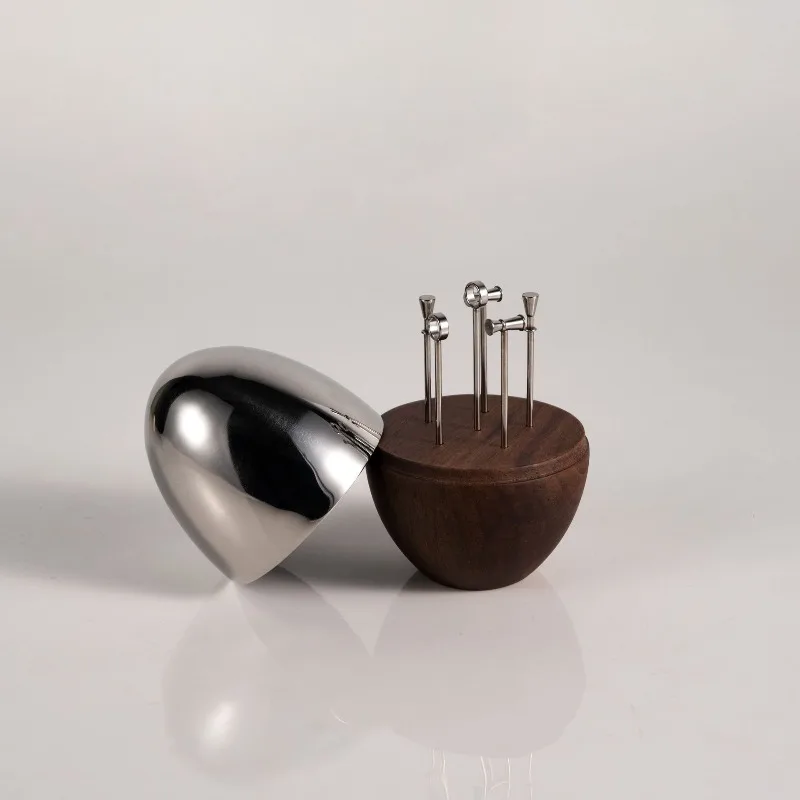 

Современный креативный знак с фруктами из нержавеющей стали из орехового дерева, стильный светильник, роскошная фруктовая вилка, украшение для коктейля