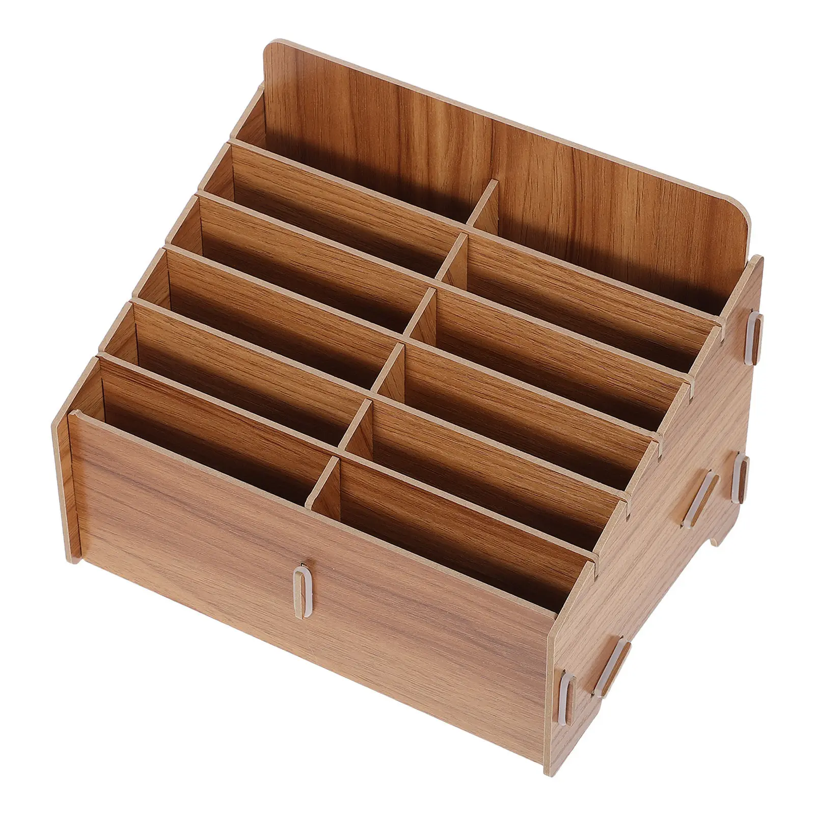 Wooden Cell Phone Storage Box 12-Slot Multi-Grid Desktop Organizer for Classroom Office Meeting Room Phone Management Storage
