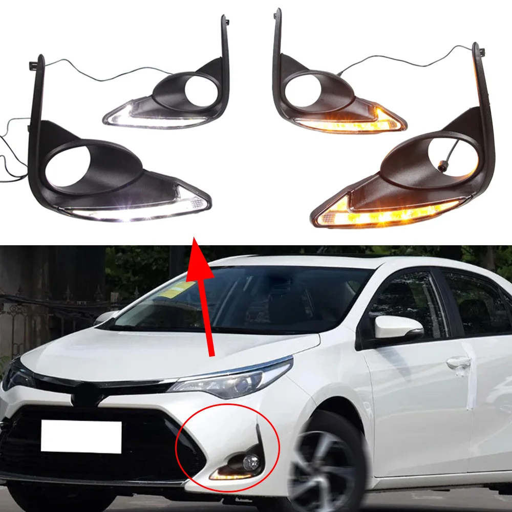 

1Set For Toyota Levin 2017 - 2018 Car Modified LED DRL Daytime Running Light With Yellow Turning Signal Fog Lamp