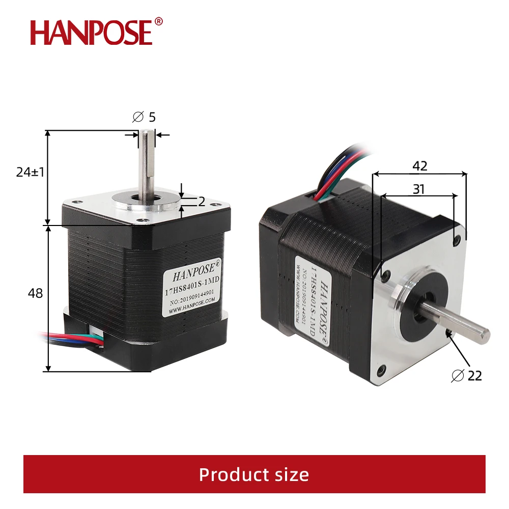 Nema17 1.8A 52N.cm 1.8° Stepper Motor 48mm Step Motor 42BYGH 2A 4-lead 17HS8401S-1MD Motor 1m Cable for 3D Printer CNC XYZ Motor