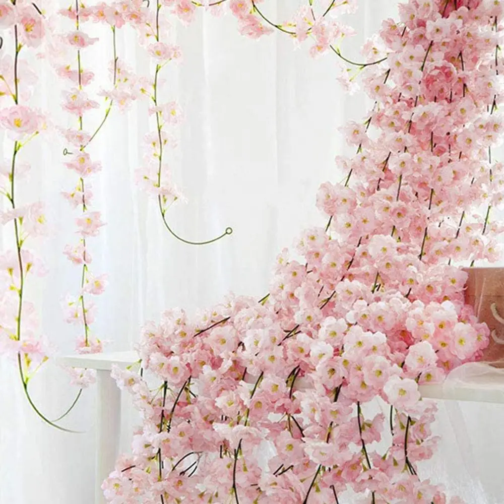 180CM Silk Artificial Sakura Flower Plant Vine Wedding Bridal Garden Arch Home table festival Party Scrapbook DIY box Decoration