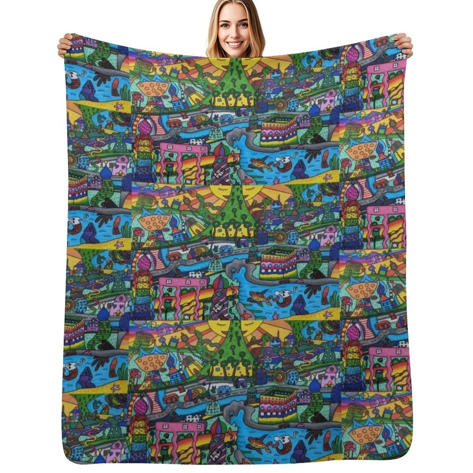 Rainbow Land Throw Blanket Fashion Sofas Baby Furry Stuffeds Hair Heavy Blankets
