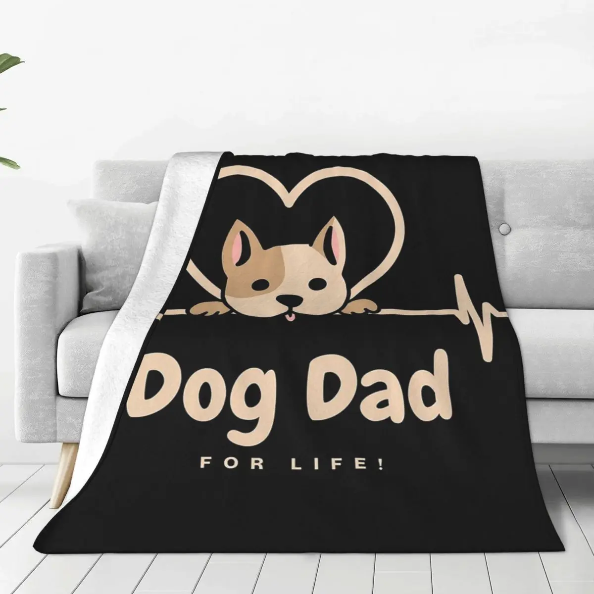 Dog Dad For Life! Blankets Flannel Portable Sofa Throw Blankets For Home Bedroom Travel Throws Bedspread Quilt