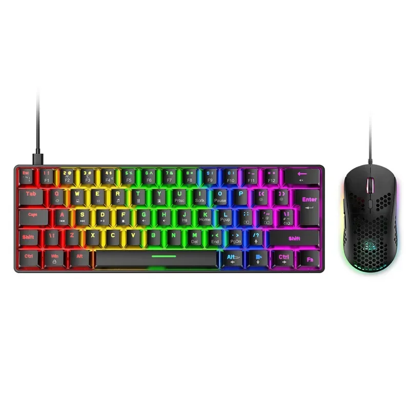 

T60 keyboard and mouse set 62 keys real mechanical keyboard tablet notebook RGB gaming keyboard mouse set