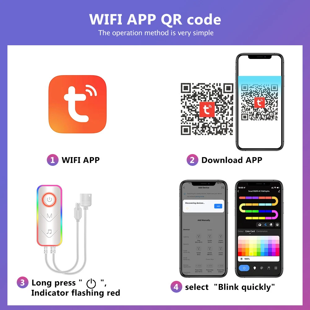 WIFI LED Smart Wall Light RGB Backlight Strip DIY Atmosphere Night Light Remote Control Tuya Alexa APP for Game Room Decoration