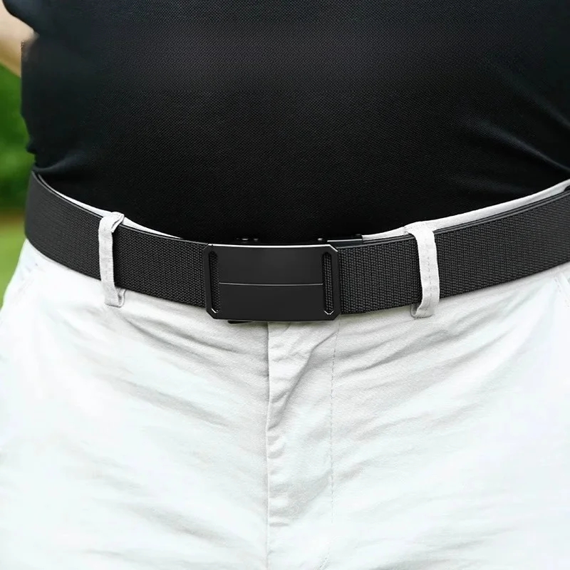 Men's Nylon Automatic Buckle Elastic Wear-Resistant Belt Business Tactical Waist Belt Seven-Quarter Sleeve Winter Fashion