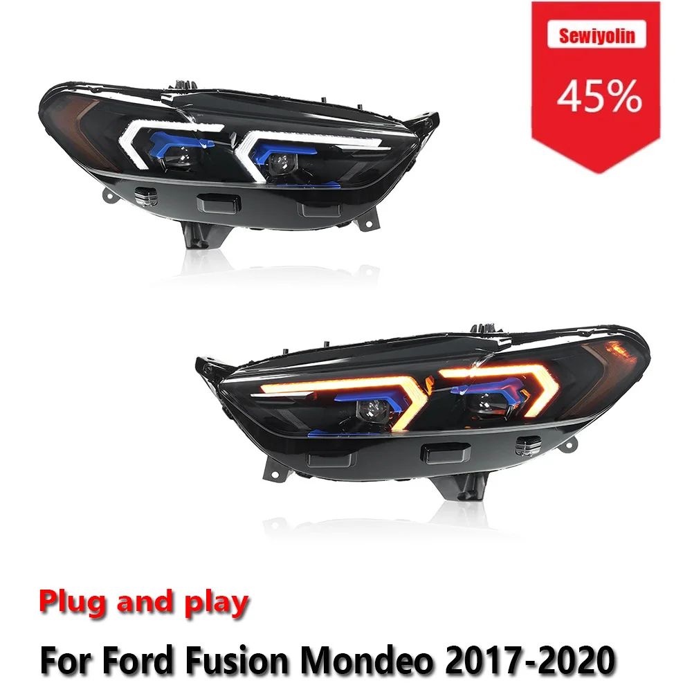 

Sewiyolin автомобильные светодиодные фары аксессуары для Ford Fusion Mondeo 2017-2020 DRL тормозной указатель поворота Plug and Play