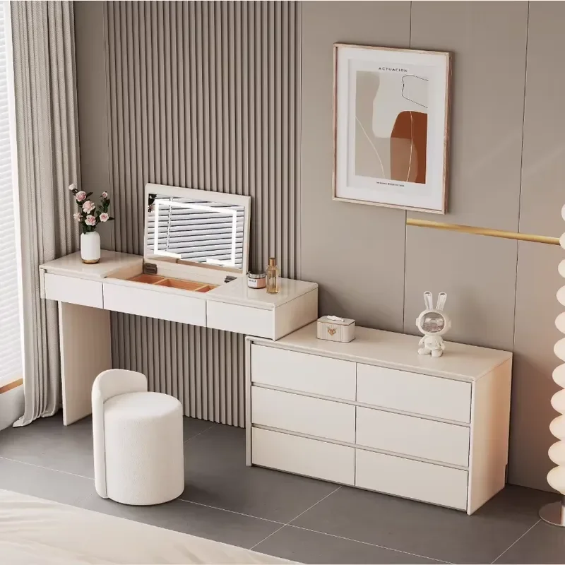 More Design Modern Solid Wood Hotel Bedroom Furniture Mirrored Makeup Vanities Dressing Table