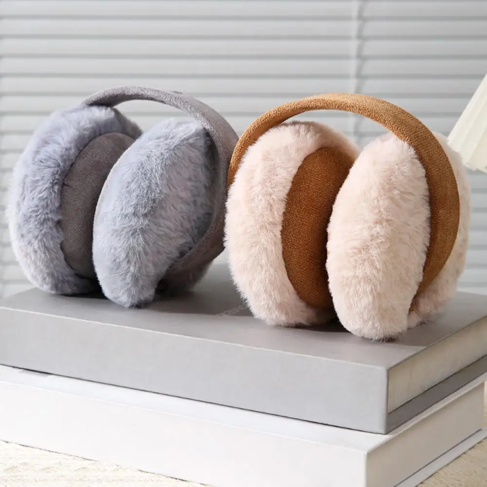 Foldable Plush Earmuffs Women Winter Warm Earflaps Unisex Portable Ear Headphone Outdoor Fashion Solid Color Frostproof Earcover