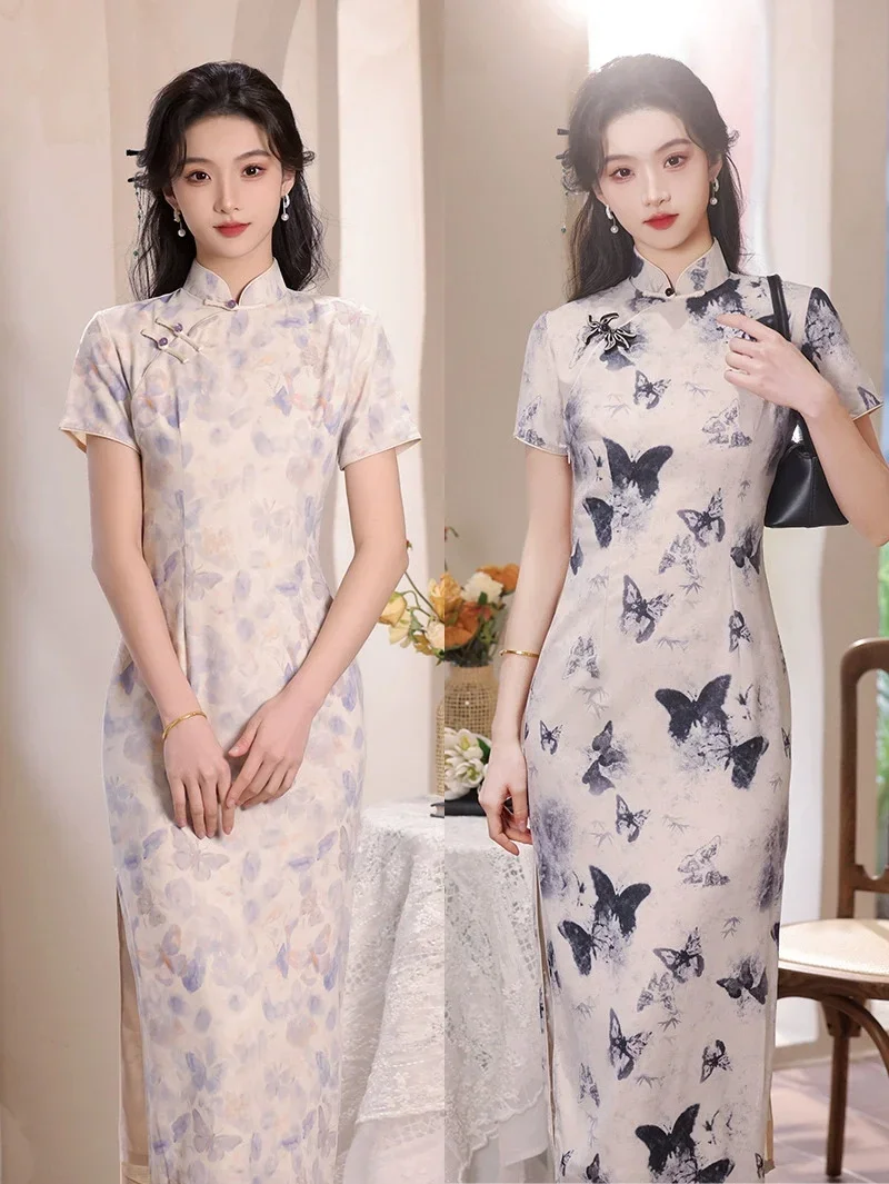 

Chinese Style Ancient Style Qipao 2025 New Improved Style for Young Girls Summer Noble Long Qipao Dress