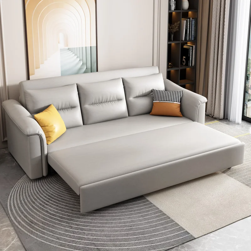 Cream wind simple small apartment sitting and sleeping multi-functional sofa bed living room folding storage leave-in technology