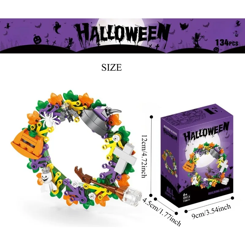 603ピース ハロウィンお化け屋敷 6 in 1 セット、ミニブロックDIYモデル 大人とティーン向け、クリエイティブなパズルギフト ホリデー向け