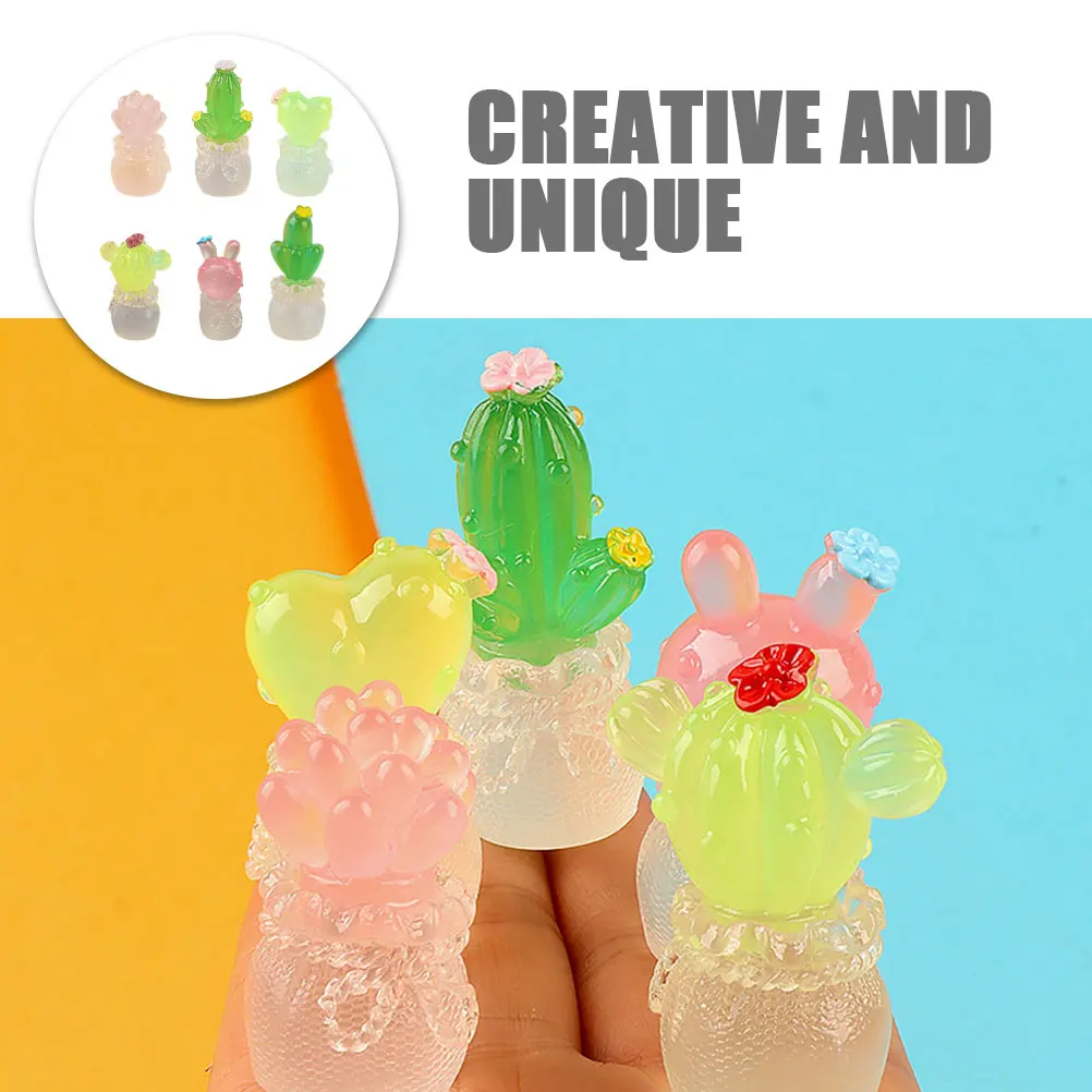 

4pcs Miniature Cactus Figurine Resin Plant Decor Room Bedroom Car Garden Landscaping Ornament Tiny House Supplies