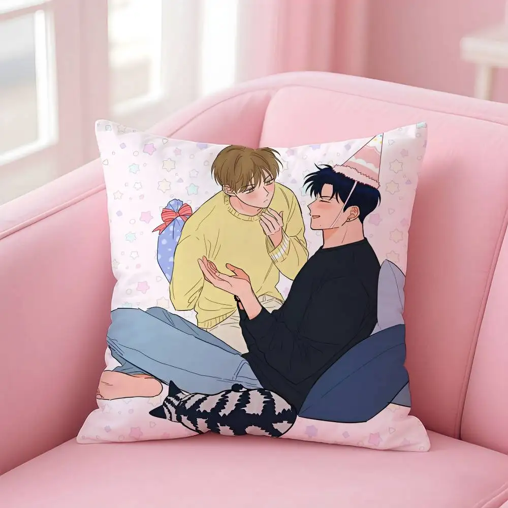 BL Manga U-Uncanny كيس وسادة مريح أريكة سرير حريري أنيق غير مرئي سحاب مخصص غطاء الوسادة الزخرفية