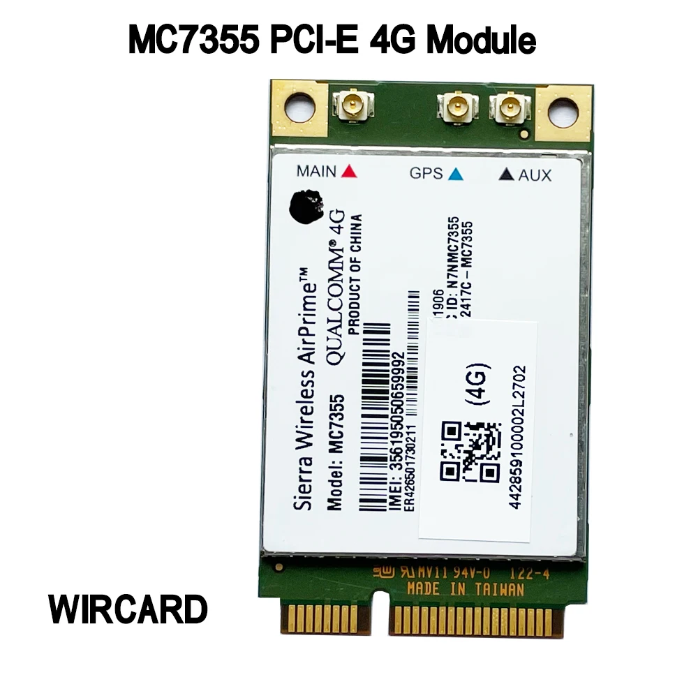 MC7355 PCIe LTE HSPA + Cartão GPS, Módulo 4G para Dell Laptop, 100 Mbps, 1900 Mbps, 2100 Mbps, 850, 70, Novo