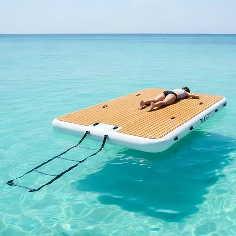 Heavy Duty Inflatable Floating Dock Platform For Swimming Pool Lake Water Sports Portable Pontoon Island For Yacht Marina Use