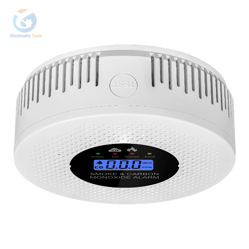 2 in 1 Smart Carbon Monoxide Detector LCD Display Carbon Monoxide Alarm Powered by Battery for House Apartment Kitchen