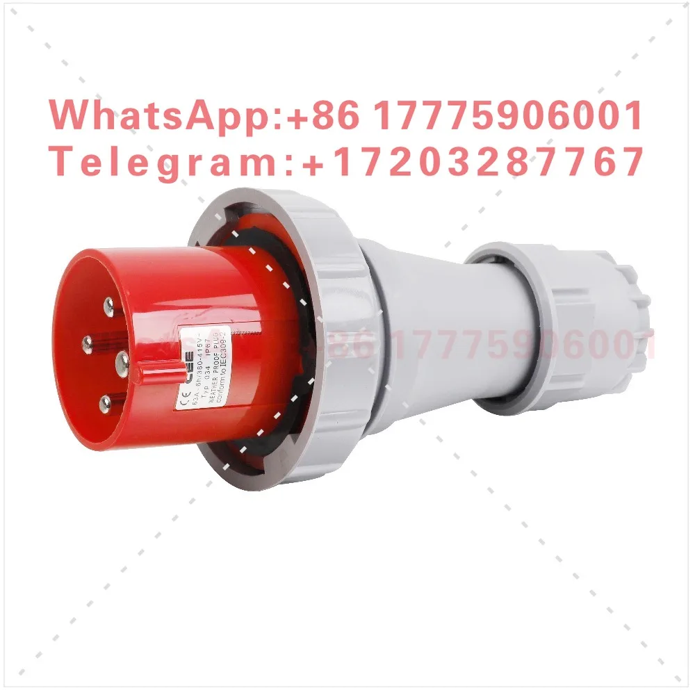 CEE034 Industrial Waterproof Plug 63A Three-Phase Four-Wire Male and Female Plug 125A 415v Power Connector 4-Hole Socket