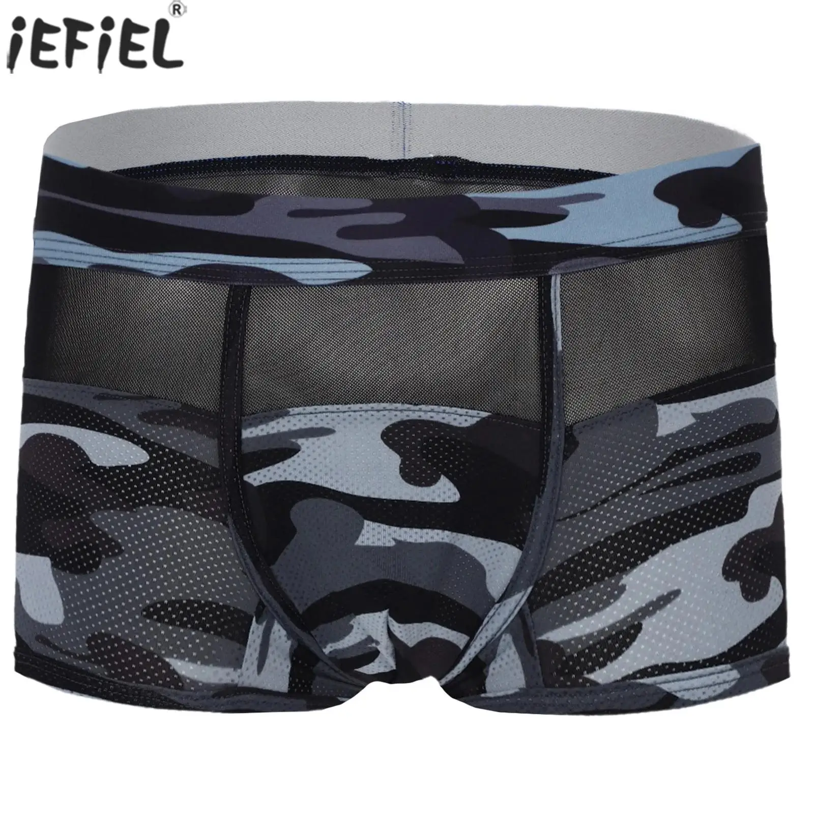 

Men's Camouflage Breathable Boxer Panties Elastic Waist Bulge Pouch Underwear Swimming Trunks Comfortable Everyday Wear Panties