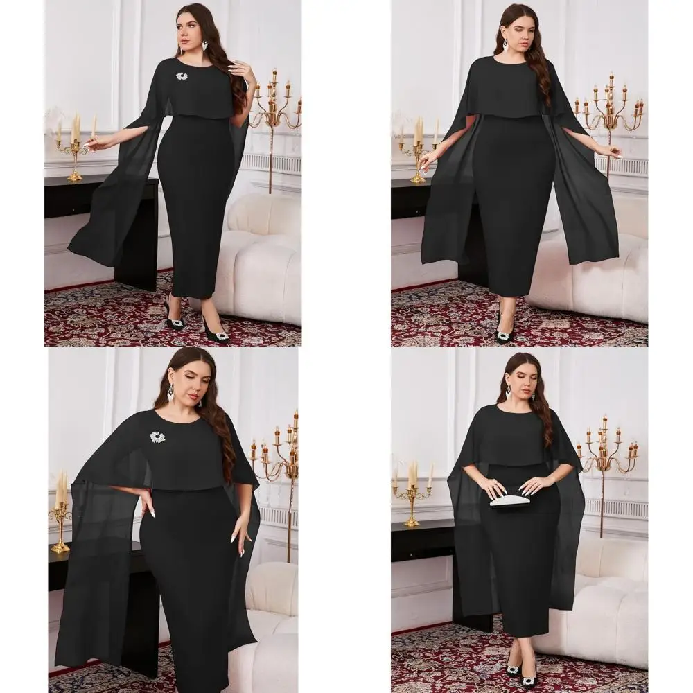 

Элегантное шифоновое платье-накидка макси для свадеб и коктейльных мероприятий больших размеров