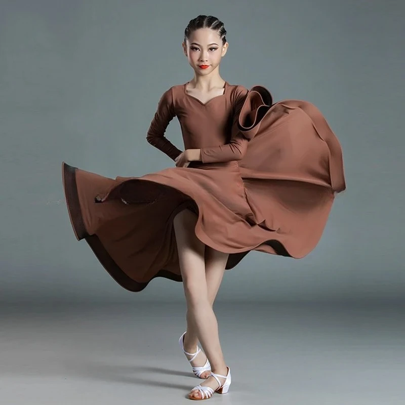 Multiple Colors Ballroom Dance Dresses Waltz Modern Standard Dance Stage Wear Competition Training Suit Line Dance Skirt VDL736