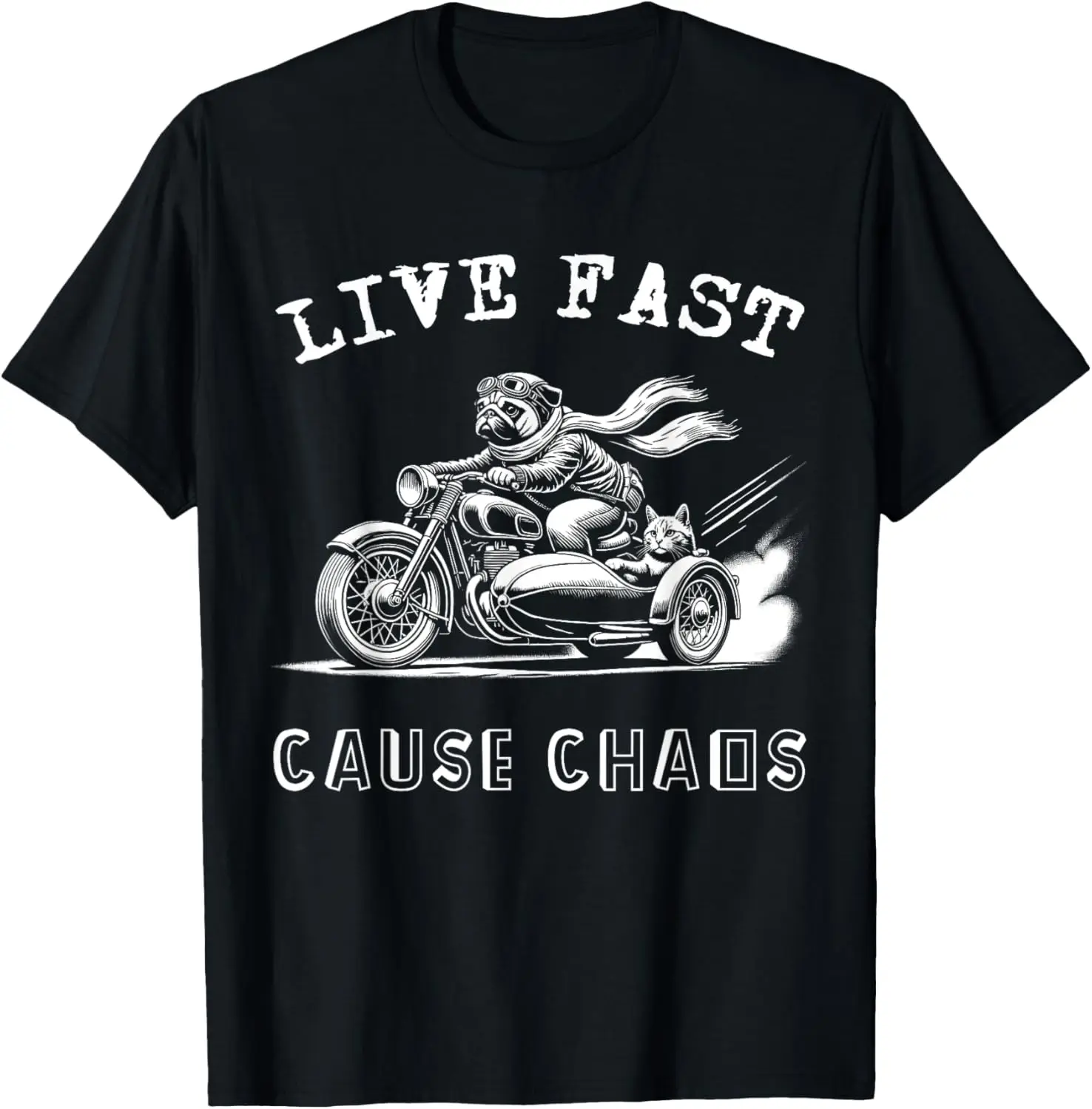 

Funny Dog & Cat Riding Motorcycle Vintage T-Shirt Motorcycle