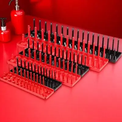 6pcs 1/4-Inch 1/2-Inch 3/8-Inch Socket Organizer Holder Tool Box Storage Rack Durable Stable Design Mechanics Socket Organizers