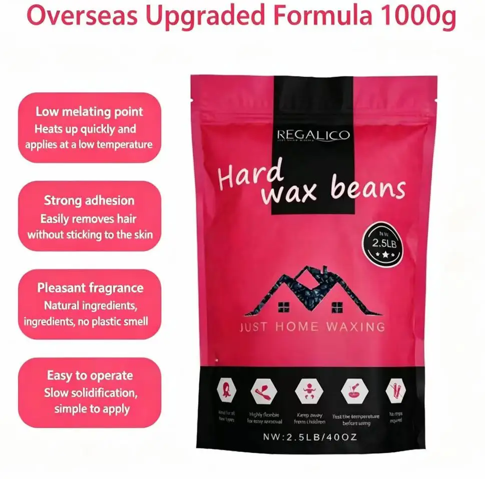 1000g Large Package Upgraded Beeswax Beans Paper-Free Hard Wax for Full Body Face Depilation - Hand Tearing Physic Method