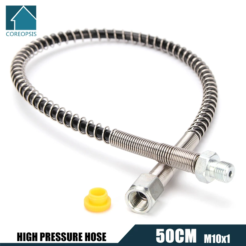 

50cm High Pressure Nylon Hose with Spring Wrapped M10x1 Thread PCP Pneumatics Air Refilling 40Mpa 400Bar 6000psi Air Pumps Parts