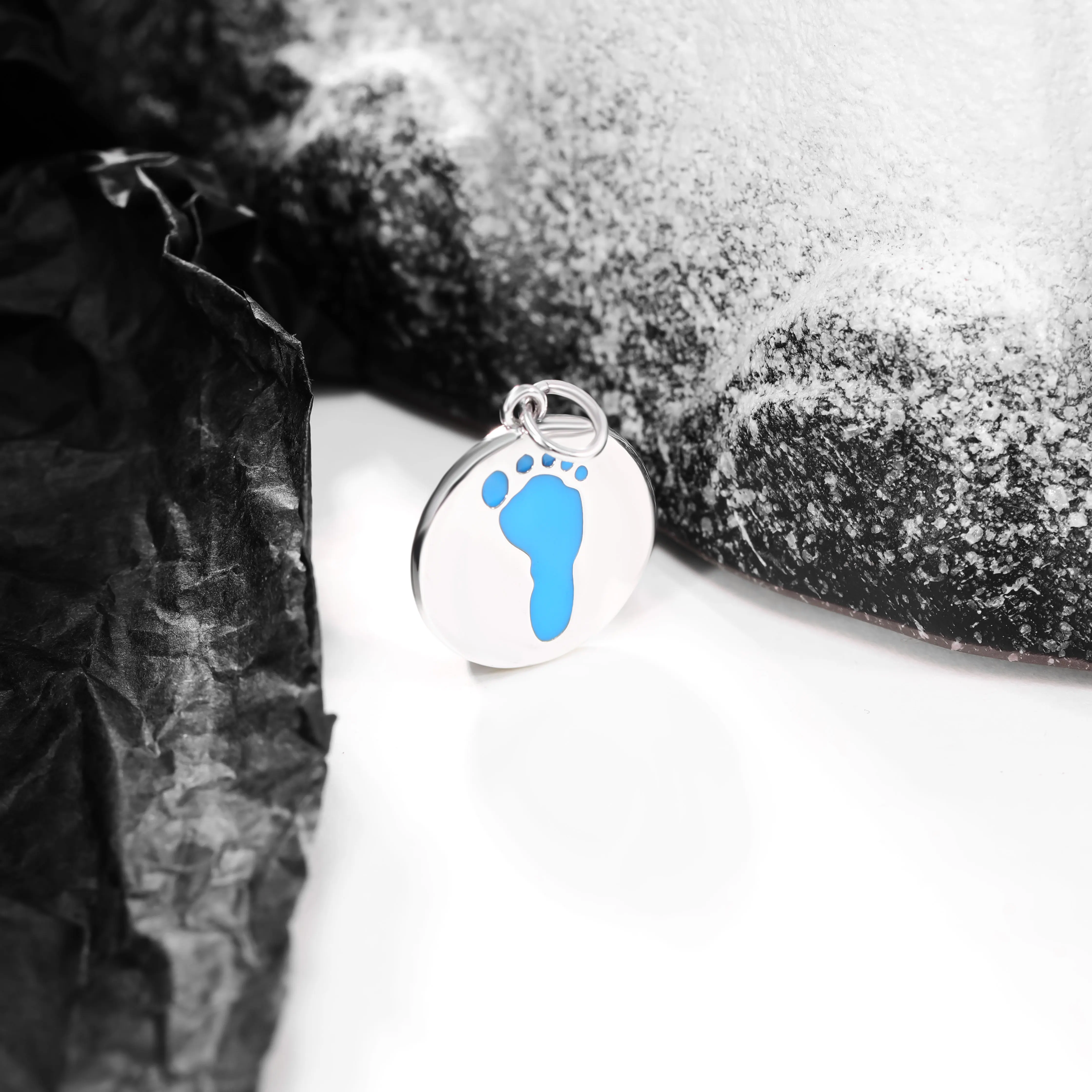 

DJ033B genuine 925 sterling silver exquisite fashion DIY silver jewelry enamel footprint pendant