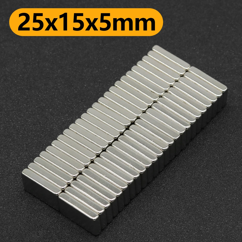 25x15x5mm N35 NdFeB Square Neodymium Magnet Super Strong Permanent Block Powerful Magnetic Refrigerator DIY Craft Multi‑Purpose