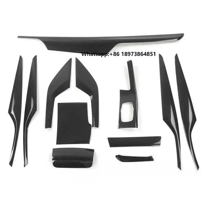 

12Pcs Interior Decor Kit Centre Console Panel Carbon Fiber Cover Fit for 5 Series G30 2017-2021 RHD Console Gear Decor